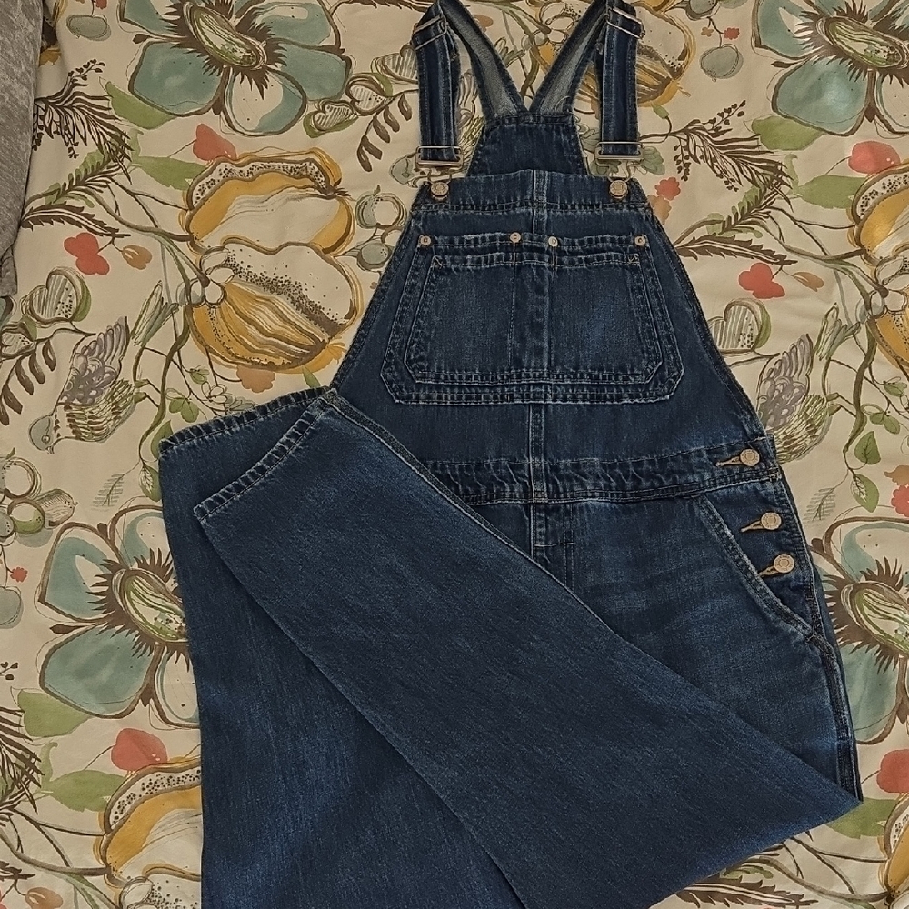 Gap Women's Denim Overalls S Med Wash Straight Leg